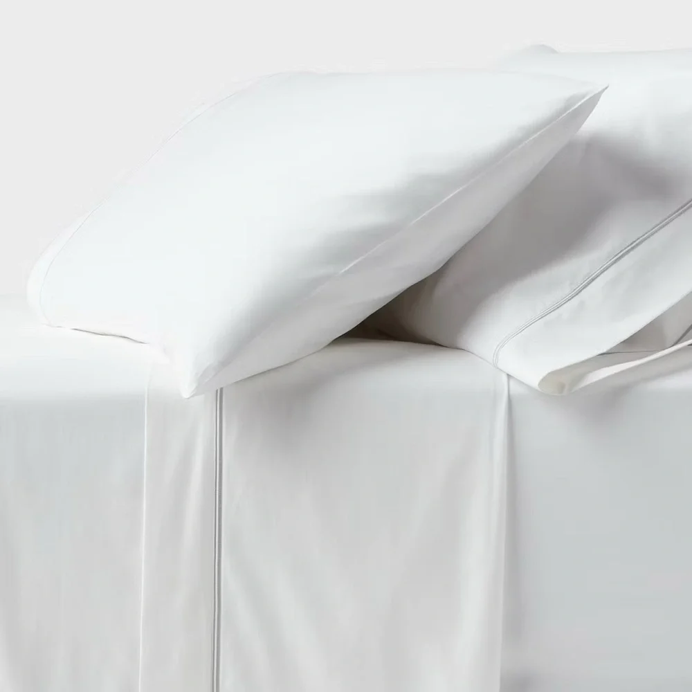 Queen 800 Thread Count 6-Piece Hotel Sateen Sheet Set True White - Threshold